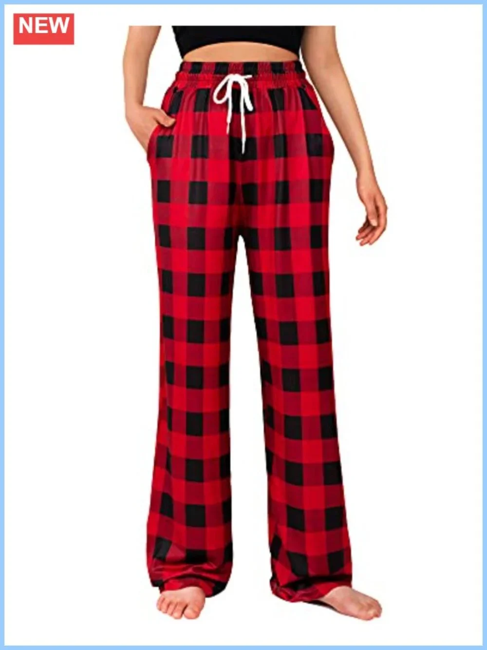 Womens Plaid Stretch Lounge Pajama Pants Comfy Sleep Bottoms